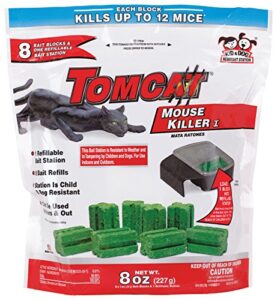 tomcat mouse killer i tier 1 refillable mouse bait station, 1 station with 8 baits (bag)