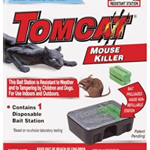 Tomcat Mouse Killer, 1-Pack (Kid and Dog Resistant Disposable Mouse Bait Station)