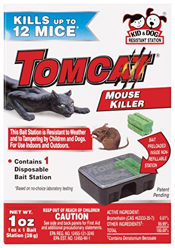 Tomcat Mouse Killer, 1-Pack (Kid and Dog Resistant Disposable Mouse Bait Station)