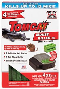 tomcat mouse killer iii tier 3 refillable mouse bait station, 1 station with 4 baits (box)