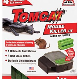 Tomcat Mouse Killer III Tier 3 Refillable Mouse Bait Station, 1 Station with 4 Baits (Box)