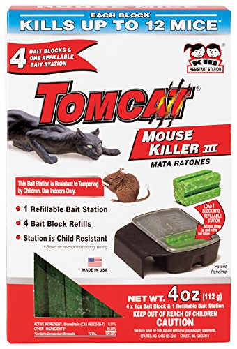 Tomcat Mouse Killer III Tier 3 Refillable Mouse Bait Station, 1 Station with 4 Baits (Box)