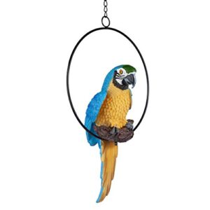 Design Toscano Polly in Paradise Parrot Hanging Bird Ring Perch Statue, Medium, Full Color Finish