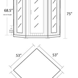 Blue Wave 3-Person Hemlock Corner Infrared Sauna w/ 7 Carbon Heaters,Brown