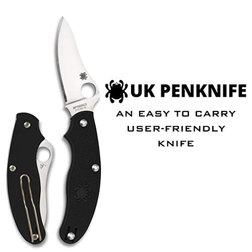 Spyderco UK Penknife Non-Locking Knife with 2.95" CTS BD1N Steel Drop-Point Blade and Black Lightweight FRN Handle - PlainEdge - C94PBK3