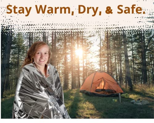 Grizzly Gear Emergency Mylar Blanket 4 Pack- 7' x 4' 1/3" Thermal Weatherproof Survival Gear- Durable Tearproof Prepper Supplies