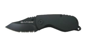 sarge knives sk-800 compact tactical folder knife with 2-1/2-inch partially serrated stainless blade and 6061 aircraft black handle, black