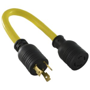 conntek pl530l1430 1.5-feet female locking adapter for 125-volt l5-30p plug to 125/250-volt l14-30r (two hots bridged),black