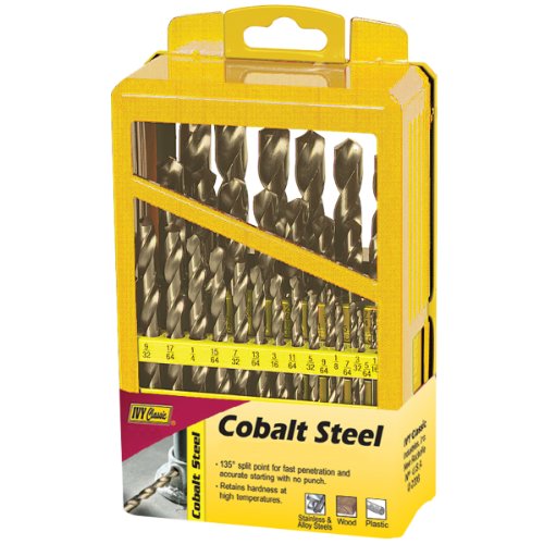 IVY Classic 04194 29-Piece Cobalt Steel Drill Bit Set, 135-Degree Split Point, Sturdy Metal Case