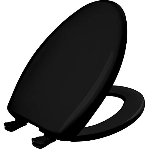 Bemis 1200SLOWT 047 Toilet Seat will Slow Close, Never Loosen and Easily Remove, ELONGATED, Plastic, Black