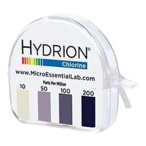 Micro Essential Lab CM-240 Hydrion Chlorine Dispenser 10-200 PPM Test Roll Plus Extra Roll 200 Tests