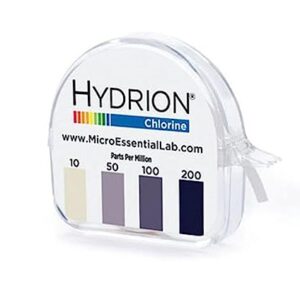 Micro Essential Lab CM-240 Hydrion Chlorine Dispenser 10-200 PPM Test Roll Plus Extra Roll 200 Tests