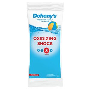 doheny's chlorine-free oxidizing shock for swimming pools | 100% professional-grade | quick-dissolving granular formula | safe for all pool types and surfaces | 43% potassium monopersulfate | swim in just 15 minutes after application | 12 x 1 lb bags