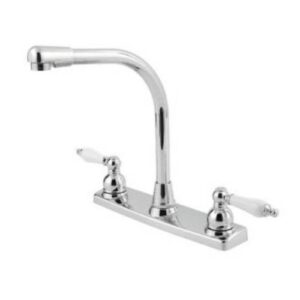 pfirst series two handle centerset high arch kitchen faucet with side spray finish: stainless steel, optional accessory: without spray