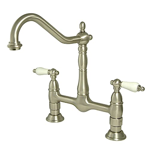 Kingston Brass KS1178PL Heritage 8-Inch Kitchen Faucet Without Sprayer, Brushed Nickel