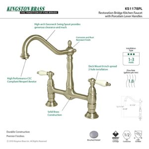 Kingston Brass KS1178PL Heritage 8-Inch Kitchen Faucet Without Sprayer, Brushed Nickel