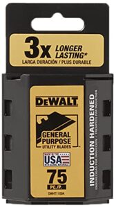 dewalt utility blades, heavy duty, 75-pack (dwht11004l)