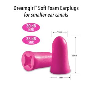 Mack's Dreamgirl Soft Foam Earplugs, 50 Pair, Pink - Small Ear Plugs for Sleeping, Snoring, Studying, Loud Events, Traveling & Concerts