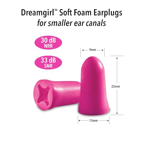 Mack's Dreamgirl Soft Foam Earplugs, 50 Pair, Pink - Small Ear Plugs for Sleeping, Snoring, Studying, Loud Events, Traveling & Concerts