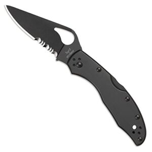 spyderco byrd meadowlark 2 knife with 2.90" black steel blade and durable black stainless steel handle - combinationedge - by04bkps2