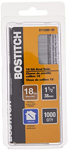 BOSTITCH Brad Nails, 18GA, 1-1/2-Inch, 1000-Pack (BT1338B-1M)