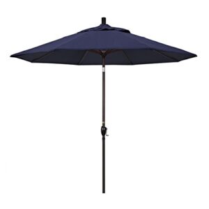 california umbrella gspt908117-5439 9' round aluminum market, crank lift, push button tilt, bronze pole, sunbrella navy patio umbrella, 9-feet