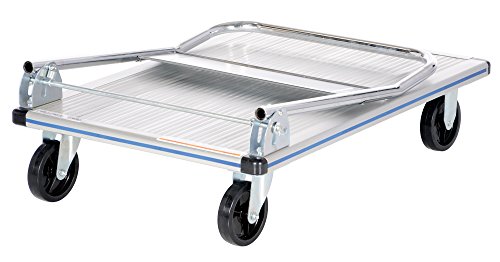 Vestil AFT-36-NM Aluminum Folding Platform Truck with Single Handle and 5" Non-Marking Polyurethane Casters, 600 lbs Capacity, 36" Length x 24" Width x 8-3/8" Height