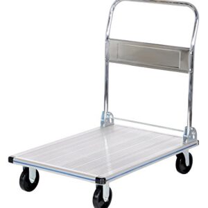 Vestil AFT-36-NM Aluminum Folding Platform Truck with Single Handle and 5" Non-Marking Polyurethane Casters, 600 lbs Capacity, 36" Length x 24" Width x 8-3/8" Height