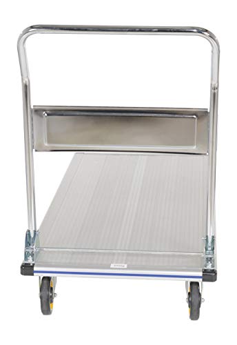 Vestil AFT-48-NM Aluminum Folding Platform Truck with Single Handle and 5" Non-Marking Polyurethane Casters, 600 lbs Capacity, 48" Length x 24" Width x 8-3/8" Height