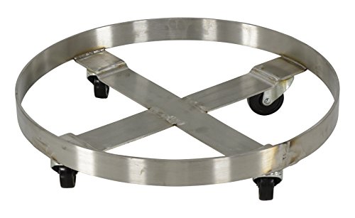 Vestil DRUM-SS-55-H Stainless Steel Mobile Drum Dolly, 800 lbs Capacity, 6" Height