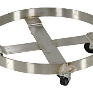 Vestil DRUM-SS-55-H Stainless Steel Mobile Drum Dolly, 800 lbs Capacity, 6" Height