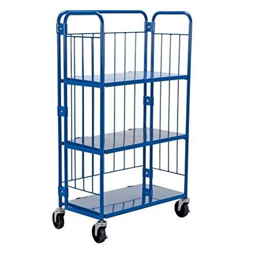 Vestil - ROL-1834-3 ROL Steel Wire Cage Cart, 3 Shelves, Blue, 990 lbs Load Capacity, 59" Height, 34" Length X 18" Width