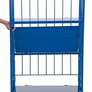 Vestil - ROL-1834-3 ROL Steel Wire Cage Cart, 3 Shelves, Blue, 990 lbs Load Capacity, 59" Height, 34" Length X 18" Width