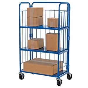 Vestil - ROL-1834-3 ROL Steel Wire Cage Cart, 3 Shelves, Blue, 990 lbs Load Capacity, 59" Height, 34" Length X 18" Width