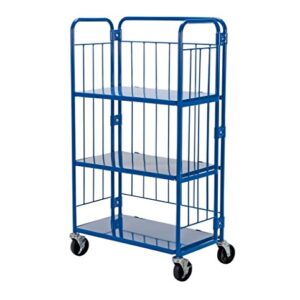 Vestil - ROL-1834-3 ROL Steel Wire Cage Cart, 3 Shelves, Blue, 990 lbs Load Capacity, 59" Height, 34" Length X 18" Width