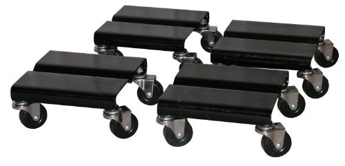 Vestil SDOL-2 Steel Dolly Set, 500 lbs Capacity, 8" Length x 8" Width x 3-5/8" Height Deck, Pack of 2, Black