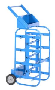 vestil wire-d-e steel economy wheel wire reel caddy, blue, 17-3/4" width, 43-1/4" height, 19-1/2" depth, 150 lbs capacity