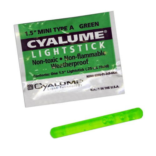 Cyalume ChemLight Mini Light Stick, Military Grade, 4 Hours Duration, 1.5 Inch, 50 Pack