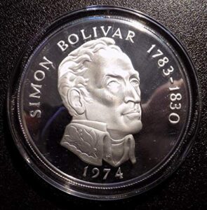 1974-20 balboas silver 0.925; republica de panama; simon bolivar 1783-1830.