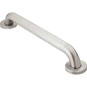 moen r8912p home care safety 12-inch stainless steel bathroom grab bar with concealed screws, peened