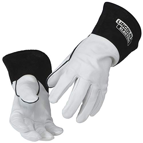 Lincoln Electric Grain Leather TIG Welding Gloves | High Dexterity | Medium | K2981-M,White, black