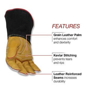 Lincoln Electric Heat Resistant Welding Gloves |Aluminized Reflective Hand | Large | K2982-L,Black, Yellow