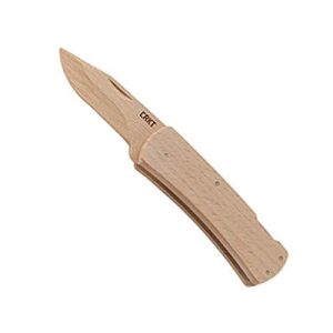 columbia river knife & tool crkt nathan's knife kit: wooden pocket knife, drop point blade design with working lock back, craft project, great for kids 1032 , black