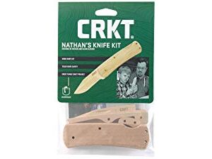 COLUMBIA RIVER KNIFE & TOOL CRKT Nathan's Knife Kit: Wooden Pocket Knife, Drop Point Blade Design with Working Lock Back, Craft Project, Great for Kids 1032 , Black