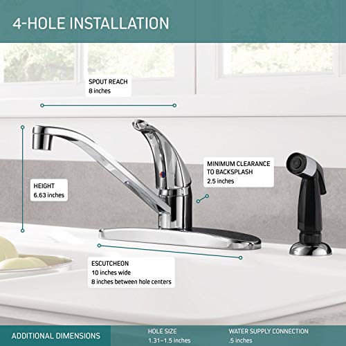 Peerless Single-Handle Kitchen Sink Faucet with Side Sprayer, Chrome P115LF