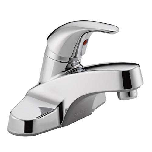 Peerless Core Centerset Bathroom Faucet, Chrome Bathroom Sink Faucet, Single Handle Bathroom Faucet, Metal Drain Assembly, Chrome P131LF