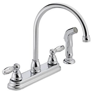 peerless claymore 2-handle kitchen sink faucet with side sprayer, chrome p299575lf