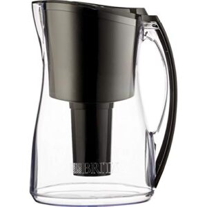 brita medium 8 cup water filter pitcher with 1 standard filter, bpa free – marina, black