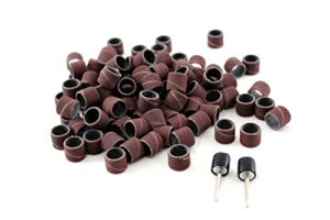 temo 100 pc 1/2 inch sand drum grit 60 coarse with 2 pc 1/8 inch mandrel for dremel rotary tools