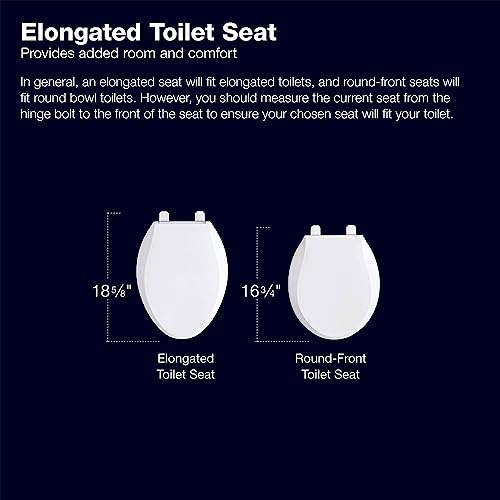 Kohler K-4774-0 Brevia Elongated White Toilet Seatwith Quick-Release Hinges And Quick-Attach Hardware For Easy Clean